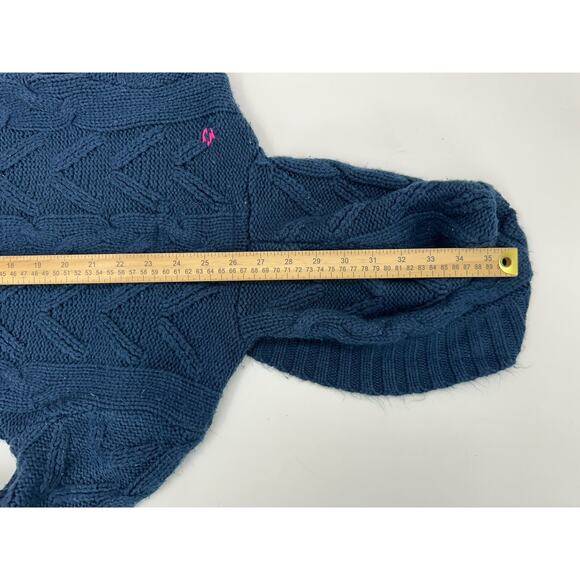 Billa Bong Womens Sweater Size Small Navy Blue Button Up Hooded Cable Knit Y2K - Picture 10 of 11